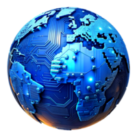 AI generated 3d world global network digital technology png