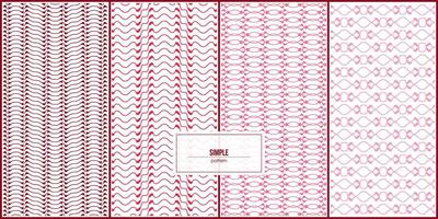 four package of simple pattern with vintage style color vector