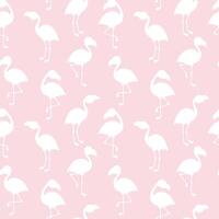 White flamingo silhouette seamless pattern. Pink background for fabric, wrapping paper, print, decor. Vector illustration