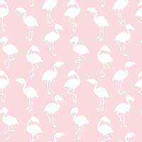 White flamingo silhouette seamless pattern. Pink background for fabric, wrapping paper, print, decor. Vector illustration