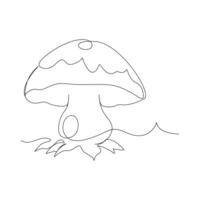 Mushrooms Continuous single line  art drawing and illustration vector design