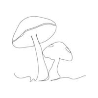 Mushrooms Continuous single line  art drawing and illustration vector design