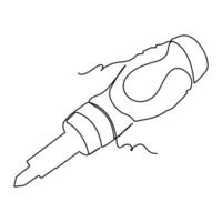 Screwdriver continuous single line and electric Screwdriver outline vector art drawing and illustration