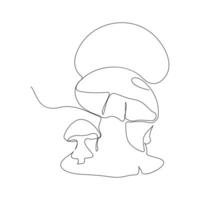 Mushrooms Continuous single line  art drawing and illustration vector design