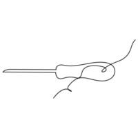 Screwdriver continuous single line and electric Screwdriver outline vector art drawing and illustration