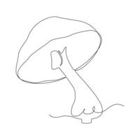 Mushrooms Continuous single line  art drawing and illustration vector design