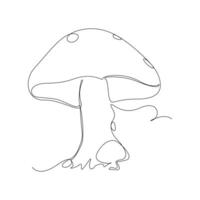 Mushrooms Continuous single line  art drawing and illustration vector design