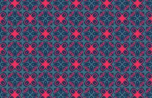 Red and blue floral textile pattern design vector