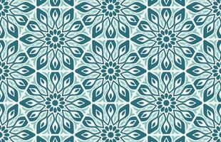 Blue hexagonal floral textile design pattern vector