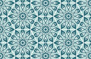 Blue hexagonal floral textile design pattern vector