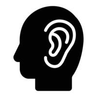 ear Glyph Icon Background White vector