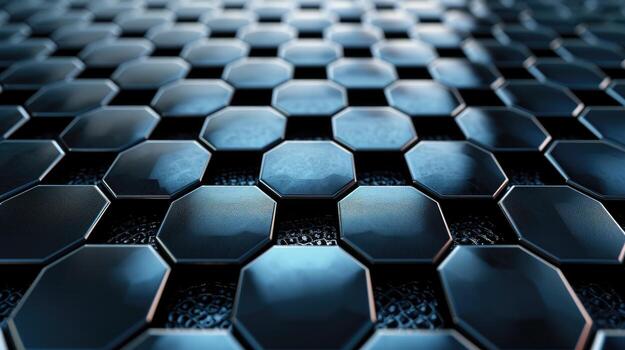 AI generated Immerse yourself in the sleek allure of a metallic hexagonal structure background. Ai Generated. photo