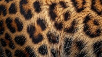 AI generated Close-up capturing the intricate pattern and texture of leopard fur, creating an abstract background, Ai Generated. photo