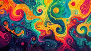 AI generated Psychedelic masterpiece with mesmerizing swirling patterns, creating a mind-bending visual experience, Ai Generated. photo