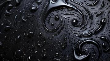 AI generated Elegant water drops dance on a black canvas, adorned with mesmerizing swirling patterns, Ai Generated. photo