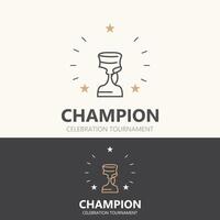 Modern trophy line art logo winner and championship cup design, minimalist simple element vector