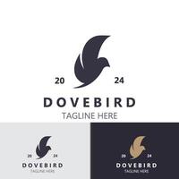Dove bird elegant flying logo design Nature Wildlife Label style vintage image vector