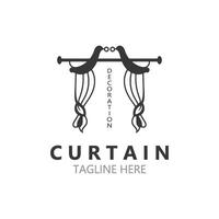 cortina logo decoración estilo minimalista elegante vector diseño ilustración