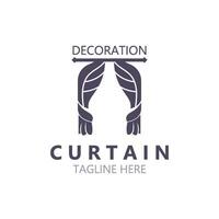 cortina logo decoración estilo minimalista elegante vector diseño ilustración