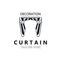 cortina logo decoración estilo minimalista elegante vector diseño ilustración