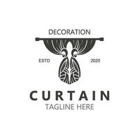 cortina logo decoración estilo minimalista elegante vector diseño ilustración