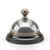 AI generated Detailed illustration of a metal reception service bell for calling an attendant or clerk isolated on a white background, Ai Generated. photo