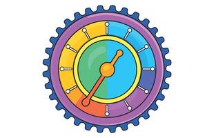 Clock icon in flat style, timer on color background. Vector Clock design element