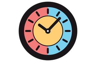 Clock icon in flat style, timer on color background. Vector Clock design element