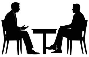 Journalists are interviewing silhouette,Press conference of reporters,Silhouette of interviewing Journalists. vector