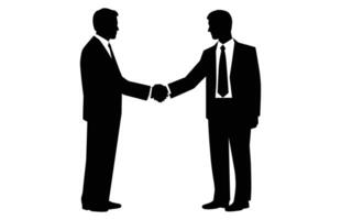 Two Silhouette Businessman Hand Shake, Business Man Handshake Agreement Concept Flat Vector Illustration