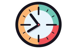 Clock icon in flat style, timer on color background. Vector Clock design element