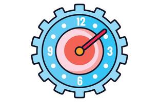 Clock icon in flat style, timer on color background. Vector Clock design element