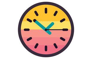 Clock icon in flat style, timer on color background. Vector Clock design element