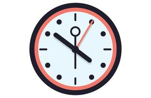 Clock icon in flat style, timer on color background. Vector Clock design element