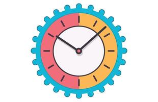 Clock icon in flat style, timer on color background. Vector Clock design element