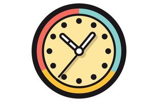 Clock icon in flat style, timer on color background. Vector Clock design element