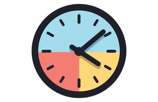 Clock icon in flat style, timer on color background. Vector Clock design element