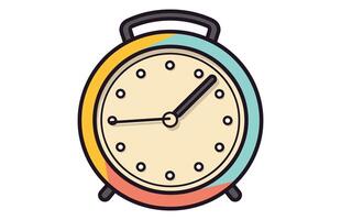 Clock icon in flat style, timer on color background. Vector Clock design element