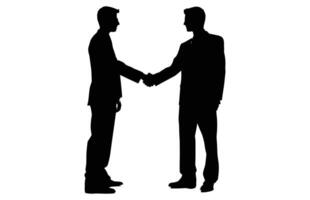 Two Silhouette Businessman Hand Shake, Business Man Handshake Agreement Concept Flat Vector Illustration