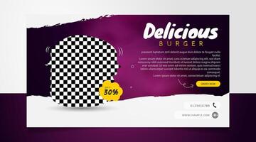 Burger social media promotion website banner design template vector