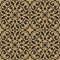 Vector seamless Kazakh national ornament. Gold on a black background. Mongolian, Kyrgyz, Kalmyk patterns. Yurt and clothing decoration. Print of the nomadic peoples of the great steppe