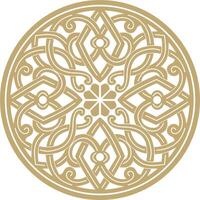Vector golden round ancient Byzantine ornament. Classical circle of the Eastern Roman Empire, Greece. Pattern motifs of Constantinople