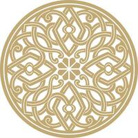 Vector golden round ancient Byzantine ornament. Classical circle of the Eastern Roman Empire, Greece. Pattern motifs of Constantinople