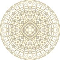 Vector gold round Yakut ornament. Endless circle, border, frame of the northern peoples of the Far East