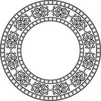Vector monochrome black round Yakut ornament. Endless circle, border, frame of the northern peoples of the Far East