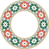 Vector round national colored ornament of ancient Persia. Iranian ethnic circle, ring, border, frame
