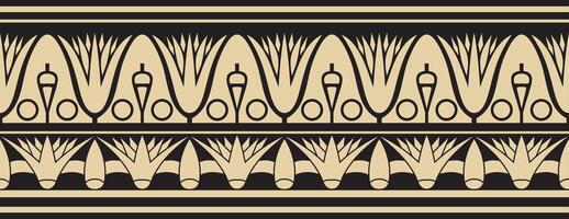 Vector ancient gold and black Egyptian seamless ornament. Endless national ethnic border, frame