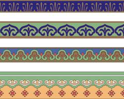 Vector set of seamless Chinese national ornaments. Colored endless Asian patterns, patterns and frames. Home decoration, carpets and ceramics