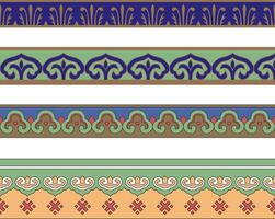 Vector set of seamless Chinese national ornaments. Colored endless Asian patterns, patterns and frames. Home decoration, carpets and ceramics