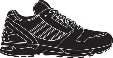 Vector silhouette of a sneaker. Shadow of sports shoes. Suitable for sandblasting, plotter and laser cutting